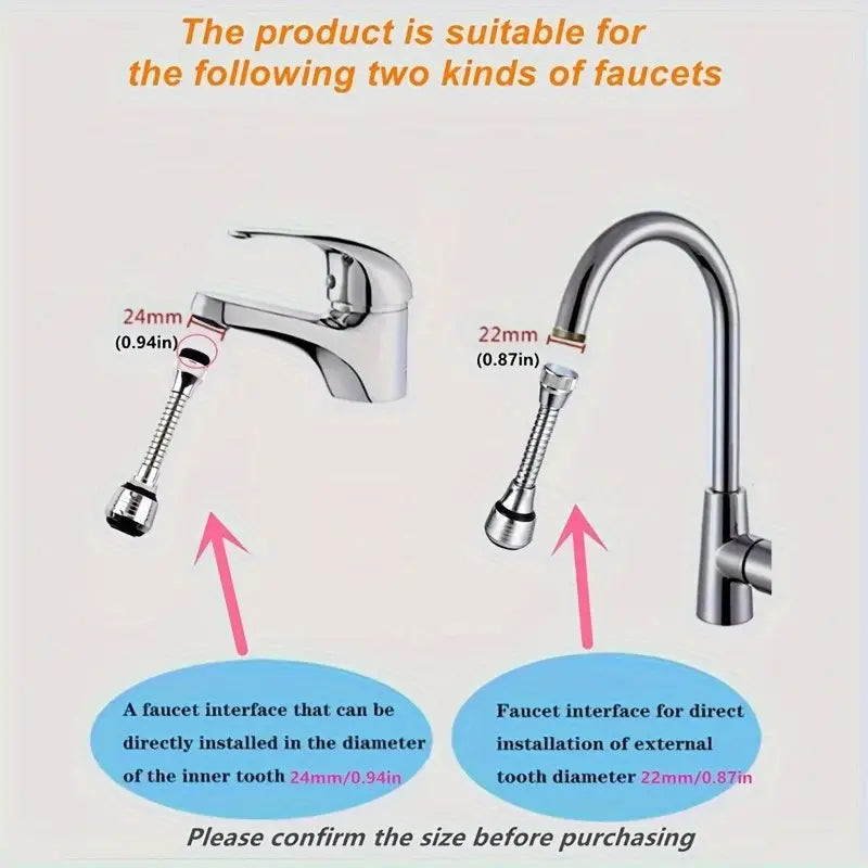 360° Flexible Kitchen Faucet Extender with Connector