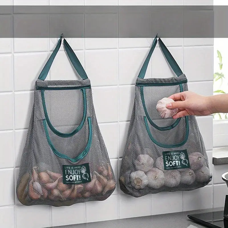 LARGE Hanging Mesh Storage Bag – Space-Saving Vegetable & Fruit Organizer