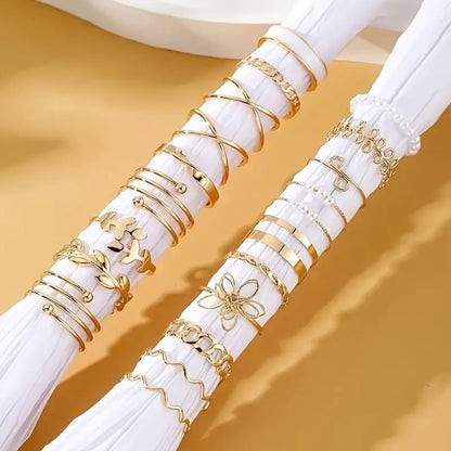 21pcs Elegant Golden-Toned Ring Set