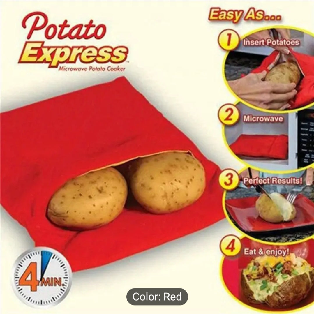 Potato Express Microwave Bag – Quick & Easy Baked Potatoes in 4 Minutes!