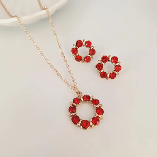 Elegant Hollow Circle Pendant Necklace and Earrings Set