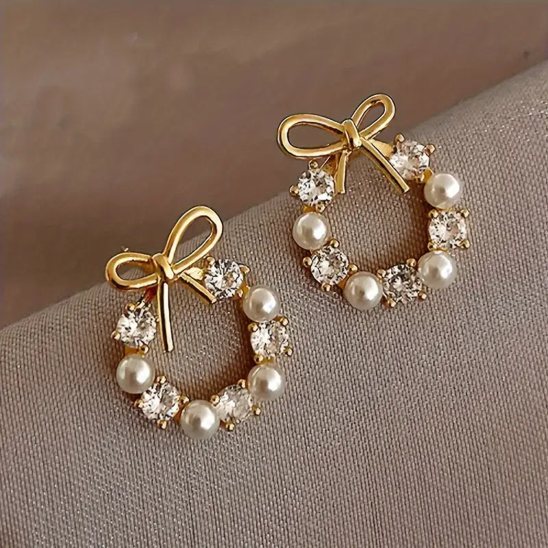 1 Pair Elegant Vintage-Inspired Bowknot Stud Earrings