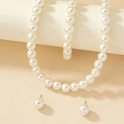 Classic Pearl Necklace, Bracelet & Earring Set – Timeless Elegance